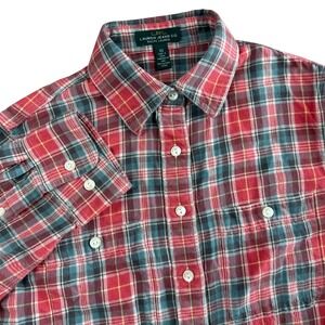 Lauren Ralph Lauren Red Plaid Flannel Button Down Shirt Roll Tab Womens XS
